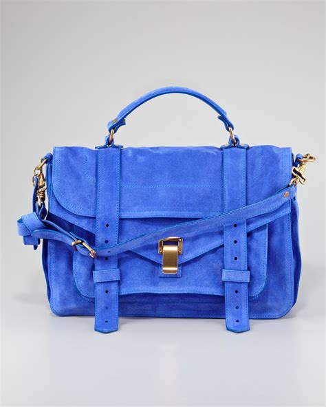 cobalt blue suede handbag.